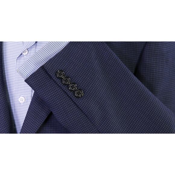 Hickey Freeman Blue Blazer Houndstooth Wool Sportcoat Jacket 40R - Picture 6 of 8